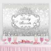 Lofaris Silver Crown Diamond Pearl Glitter Baby Shower Backdrop